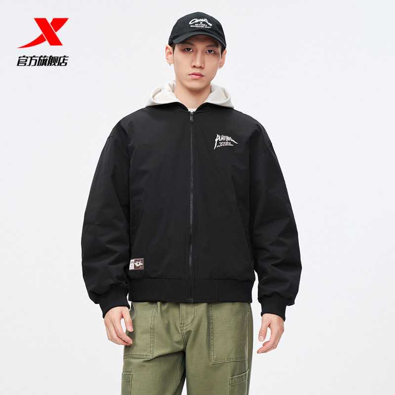 【王鹤棣同款】特步保暖夹克男士冬季棒球服运动棉服97542917