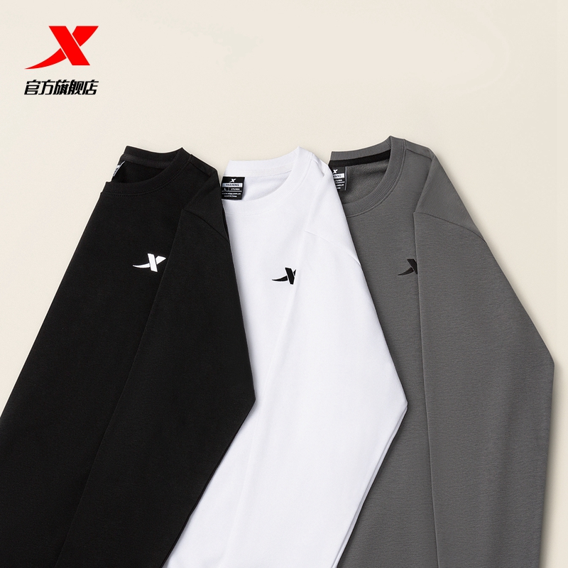 特步卫衣男士秋季新款运动服上衣男装休闲长袖圆领长袖套头衫男