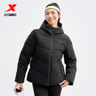 特步羽绒服鸭绒女款秋冬季新款加绒加厚防风保暖外套976428190132