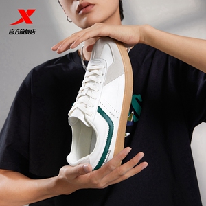 特步德训鞋男鞋板鞋春季新款复古休闲鞋小白鞋女士运动鞋T头鞋子