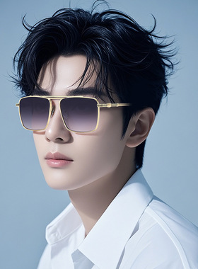新款金属双梁太阳眼镜男防晒防紫外线开车复古方框女士墨镜