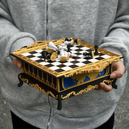 国际象棋纵横棋盘超大号摆件黑白棋子巴克什藏品复刻桌面3d模型