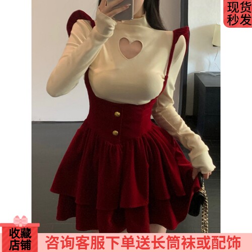 丝绒连衣裙吊带短裙女套装