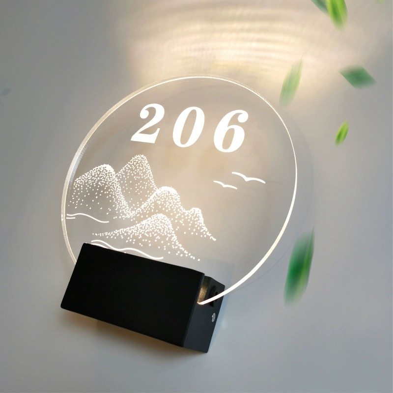 网红透明亚克力门牌酒店KTV民宿餐厅创意定制轻奢led发光款门牌灯