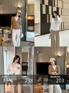 5werkwen 经典老钱 Ral*早秋连帽绞花针织开衫老钱百搭宽松外套女