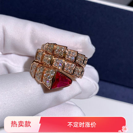 欧美新款感玫瑰金宽版三圈满钻食指红玉髓戒指女开口时尚个性轻奢