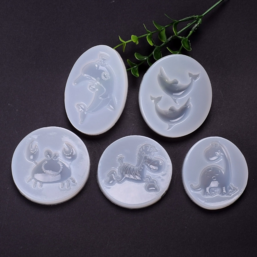 镜面海豚螃蟹毛驴恐龙硅胶模具 手工diy水晶滴胶树脂ab胶材料磨具
