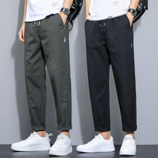 新款 潮流百搭宽松简约直筒锥形透气长裤 休闲裤 秋季 子男 男装 春夏季