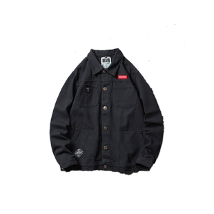 牛仔外套男潮牌ins欧美街头韩版潮流工装夹克宽松超火cec加绒上衣