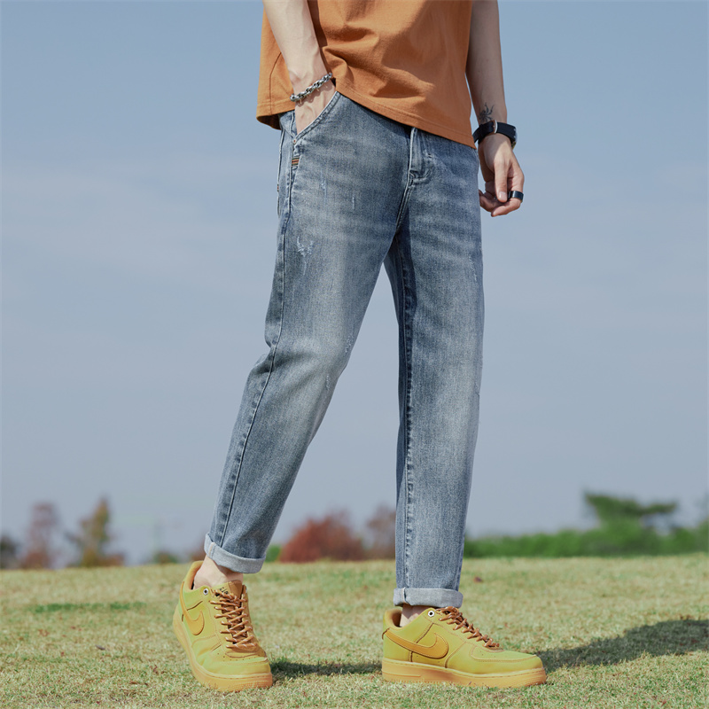 潮牌高端牛仔裤2025新款男夏季薄款男裤浅色新塘直筒修身裤子休闲