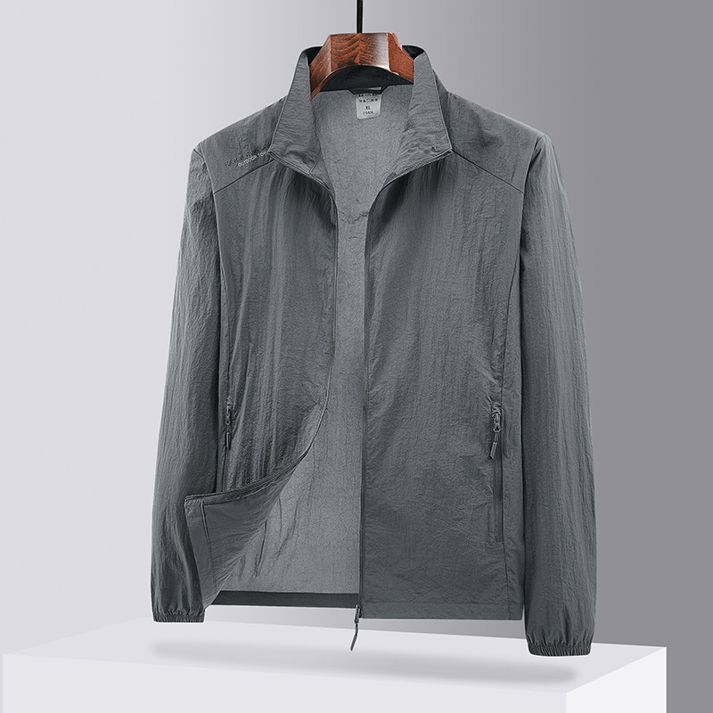 爸爸夏装轻薄款防晒衣中年男士透气外套中老年人防紫外线单层夹克