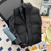 高街无袖 黑色立领羽绒棉马甲男秋冬季 美式 棉衣高级感外穿坎肩外套