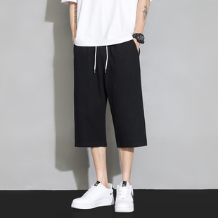 夏季薄款冰丝亚麻棉麻休闲短裤男款男裤子外穿男士五分裤中裤马裤