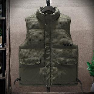 工装马甲男款冬季2024新款羽绒棉马夹男坎肩无袖外套男加厚夹克衫