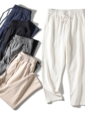 350736多码男款 美单堂妹巴哈马 棉麻混纺 宽松 休闲长裤