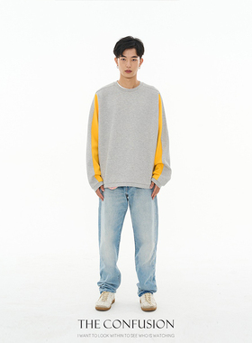 THE CONFUSION LAB 亮黄色拼接特殊纹理插肩卫衣