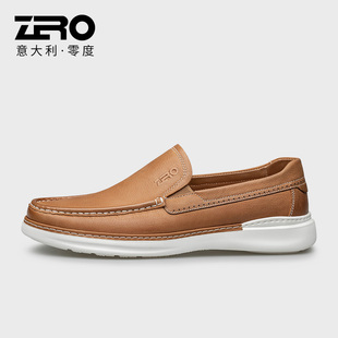 套脚休闲皮鞋 轻质真皮一脚蹬鞋 男2023春季 男士 子 新款 Zero零度男鞋
