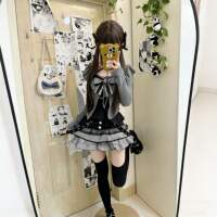 Sweet and spicy chic petite girl uniform three-piece set for autumn and winter, sweet Lolita jk hot girl suit dress thumbnail 2