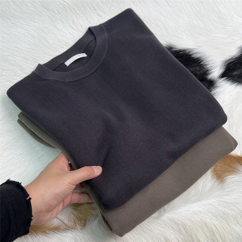 西班牙纯原 79%棉 颗粒感针织 男士春季长袖松弛针织毛衣 高级色