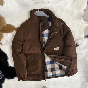 大厂货源 90%白鸭绒 男士秋冬立领加厚短款羽绒棉服夹克外套