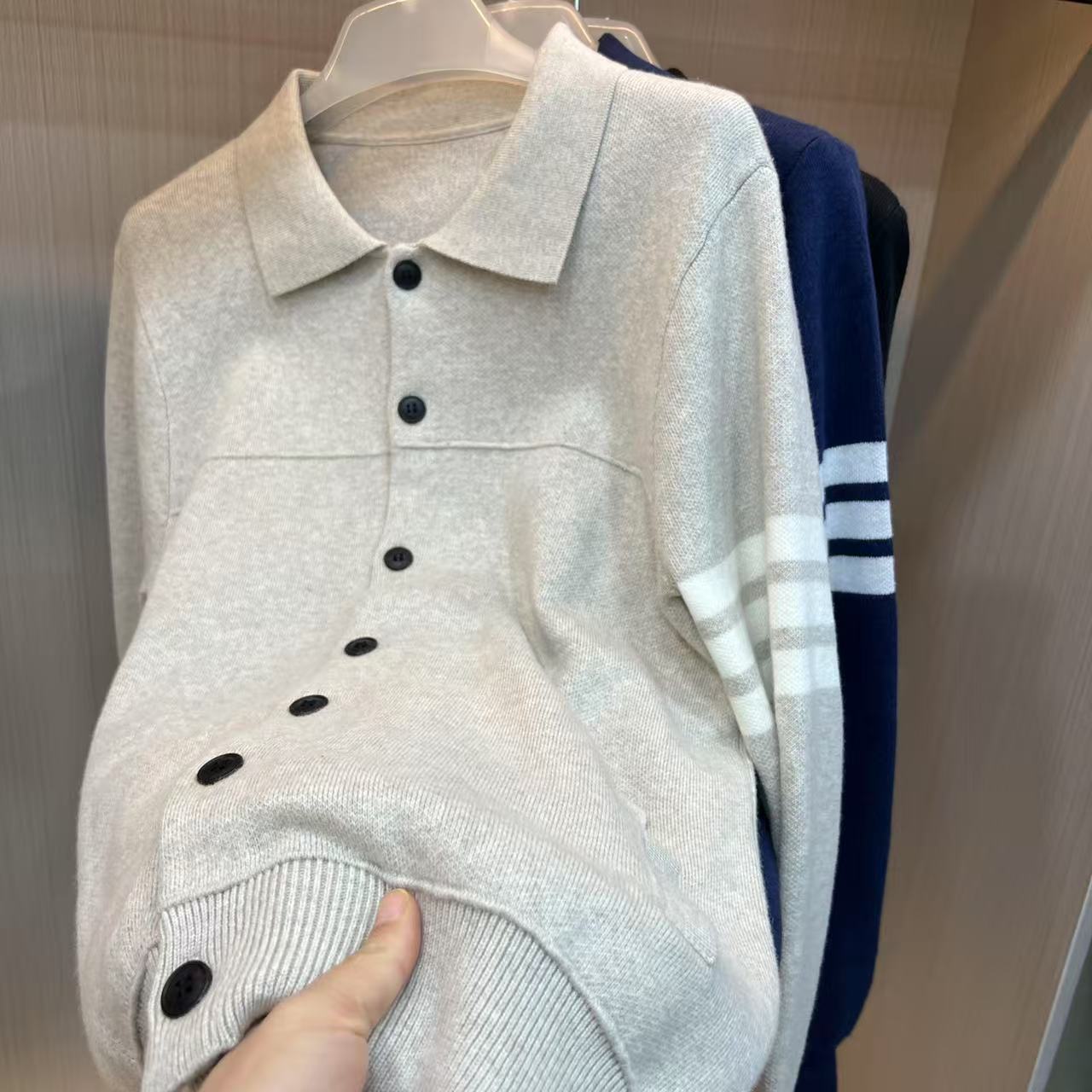 松弛感 含30%羊毛 男士针织开衫羊毛毛衣外套 贴服穿有点厚度