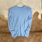 男士 纱线细 针织圆领长袖 薄款 松弛慵懒 毛衣针织衫 100%长绒棉