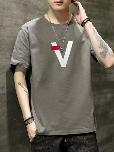 Хлопковая приятная телу черная трендовая футболка с коротким рукавом, круглый воротник