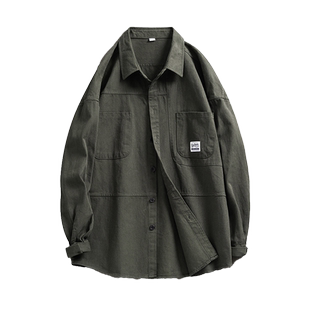 大码工装衬衫男秋冬季保暖加绒加厚牛仔男士胖子加肥加大夹克外套