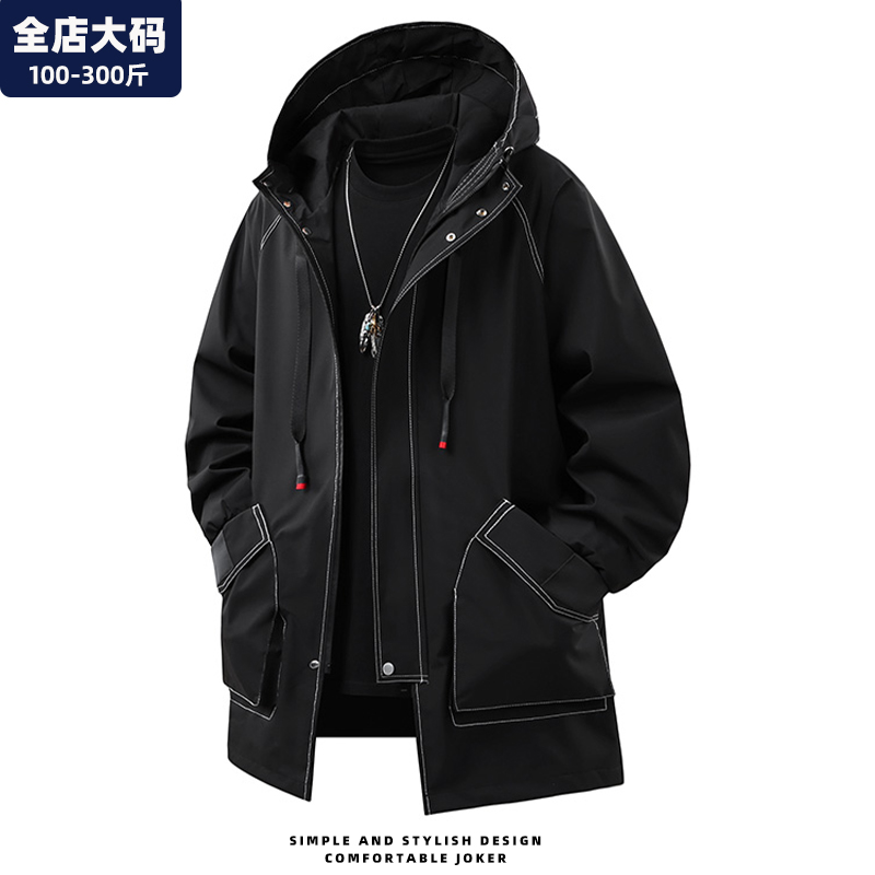 风衣外套男中长款夹克特大码男装