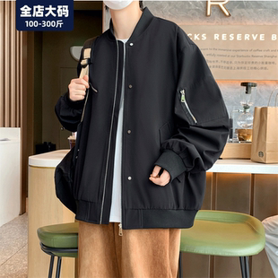 男装 休闲棒球服宽松胖子加肥加大大码 高街工装 飞行夹克外套男美式