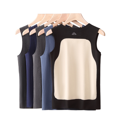 大码羊毛蚕丝德绒无痕保暖背心男