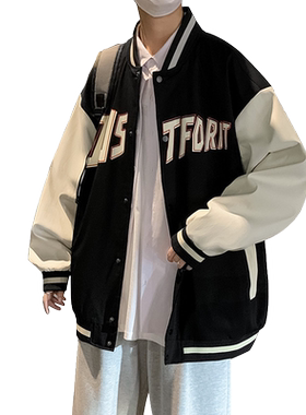 大码棒球服男春季外套潮胖子加大