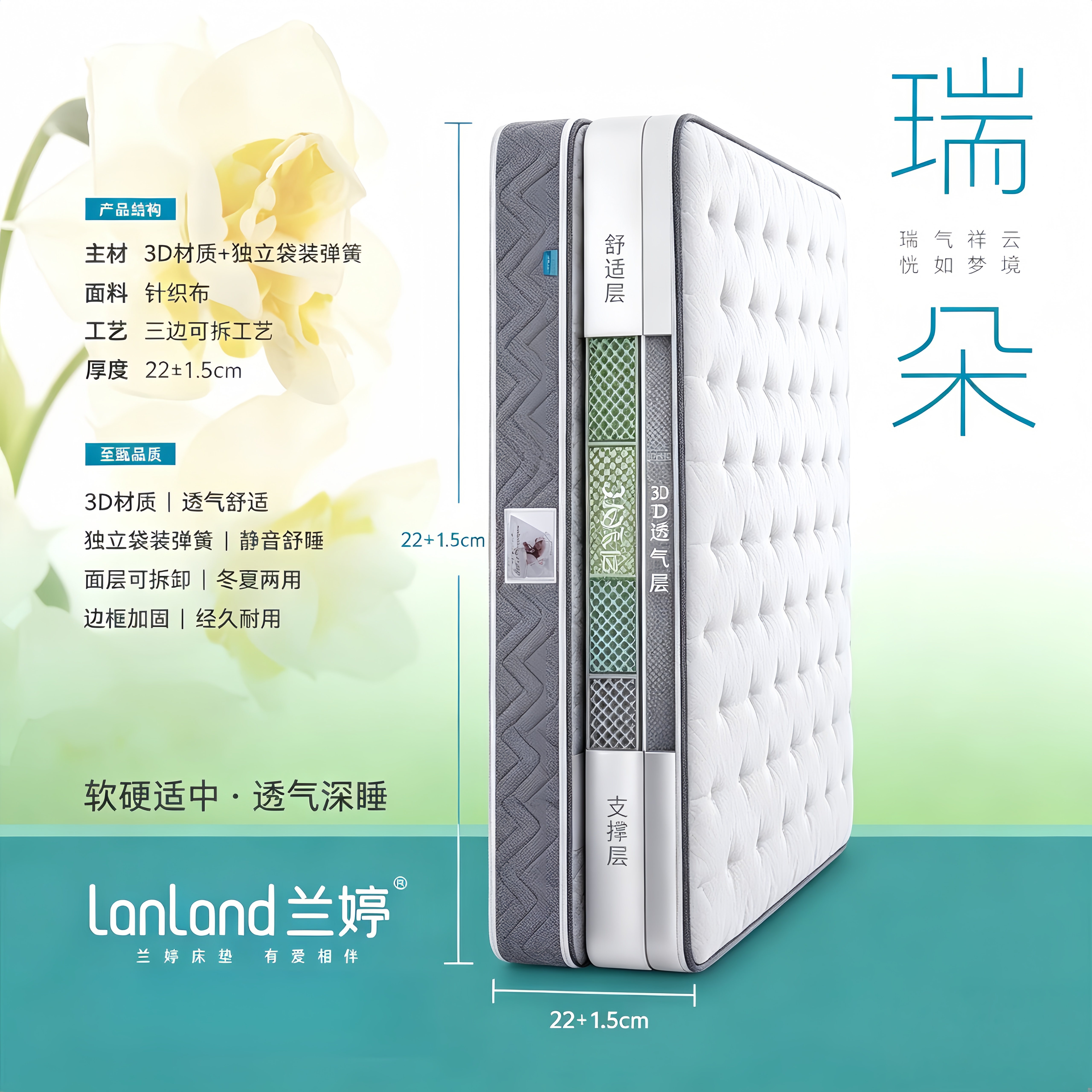 1米8双人床软床垫弹簧垫3D材质垫