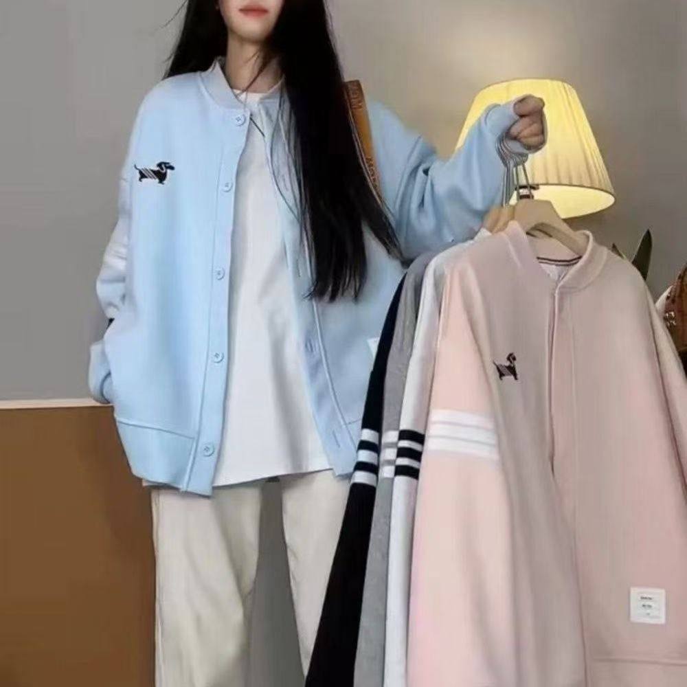 美式刺绣棒球服女士宽松百搭学院风潮流夹克情侣装复古上衣外套潮