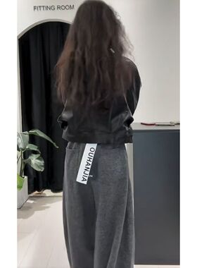 2025新款韩版气质宽松皮外套高腰休闲裤两件套秋冬时尚一整套女装
