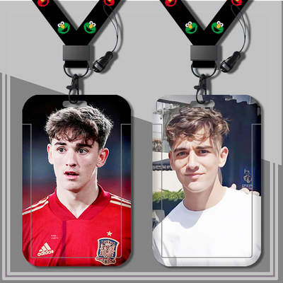 足球球星加维卡套学生饭卡校园卡证件公交卡挂脖工厂牌套收纳通用