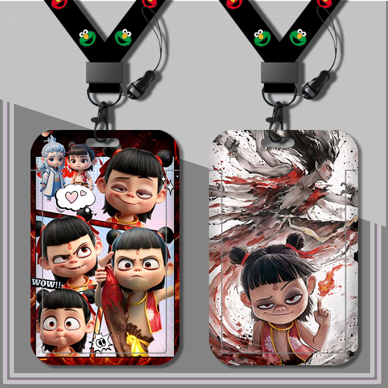 哪吒敖丙卡通卡套学生校园卡饭卡公交卡地铁卡带挂绳工作牌新款