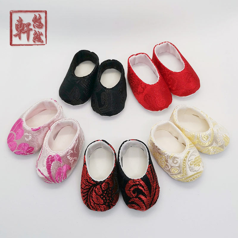 BJD配饰圆头古风织锦缎娃鞋