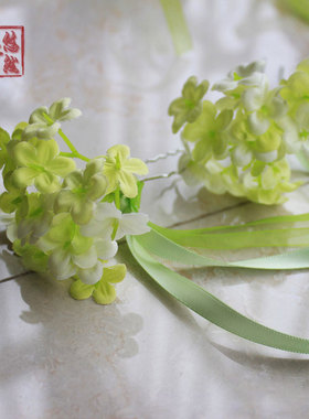 绿色现货汉服配饰 cos古风头饰花千骨糖宝软妹萌娟花头饰缎带流苏