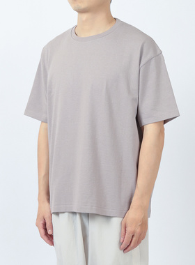 日本Batoner苏皮马棉空气纺纱光泽弹力无缝筒针织圆领短袖T恤宽版