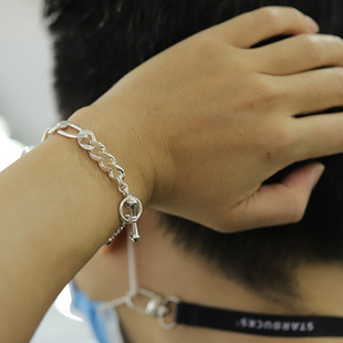 日本AMP JAPAN复古扁款电镀银简约手链银色HYJK-430