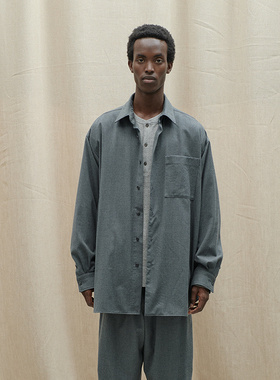 日本YOKO SAKAMOTO立体再生布快干防皱长袖衬衫炭灰色有裤成套