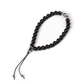 日本AMP 410 Onyx蜡绳银珠黑玛瑙珠可调手链黑色14AH JAPAN Beads