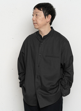 日本Still By Hand棉丝混纺斜纹布毛球可当罩衫中等厚度长袖衬衫