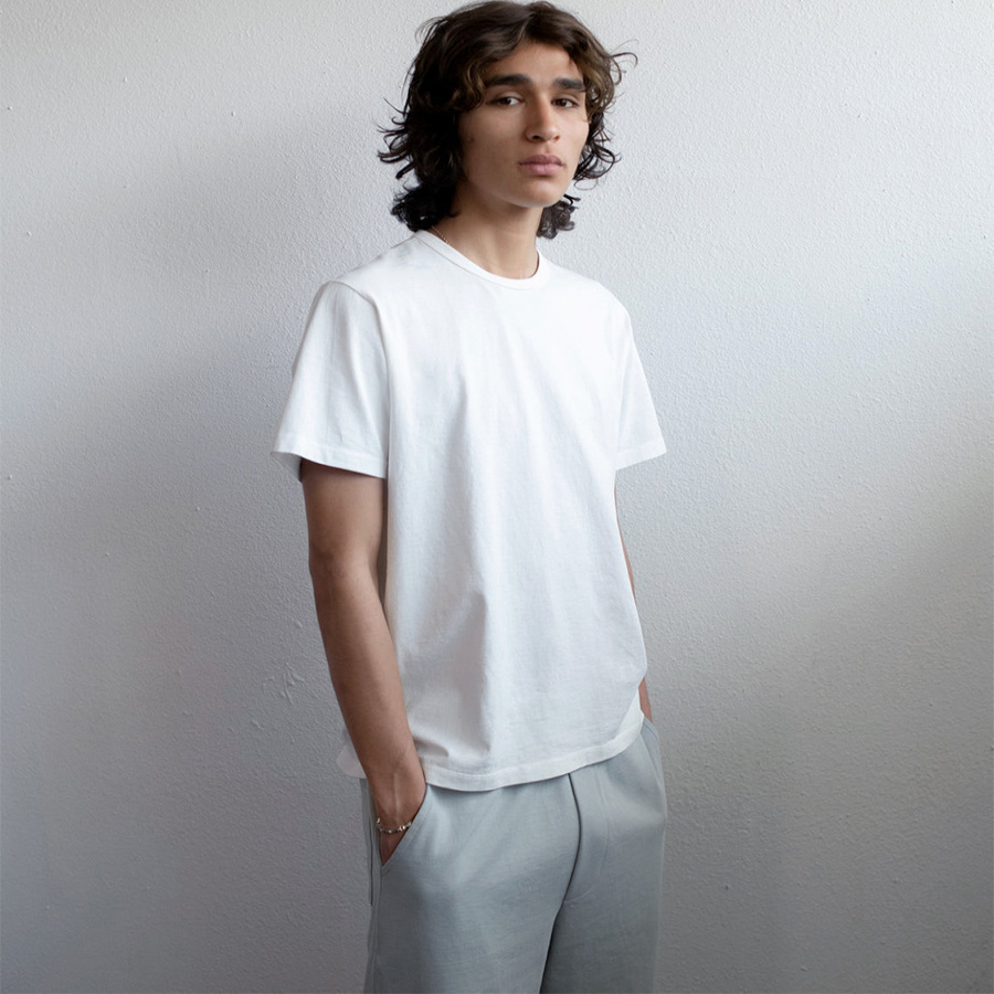 美国无缝滚筒圆领纯棉纯色T恤