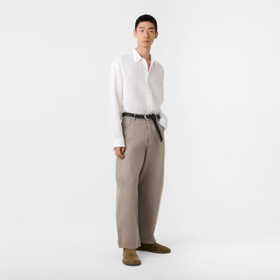 气球剪裁中高腰牛仔长裤浅黄褐色