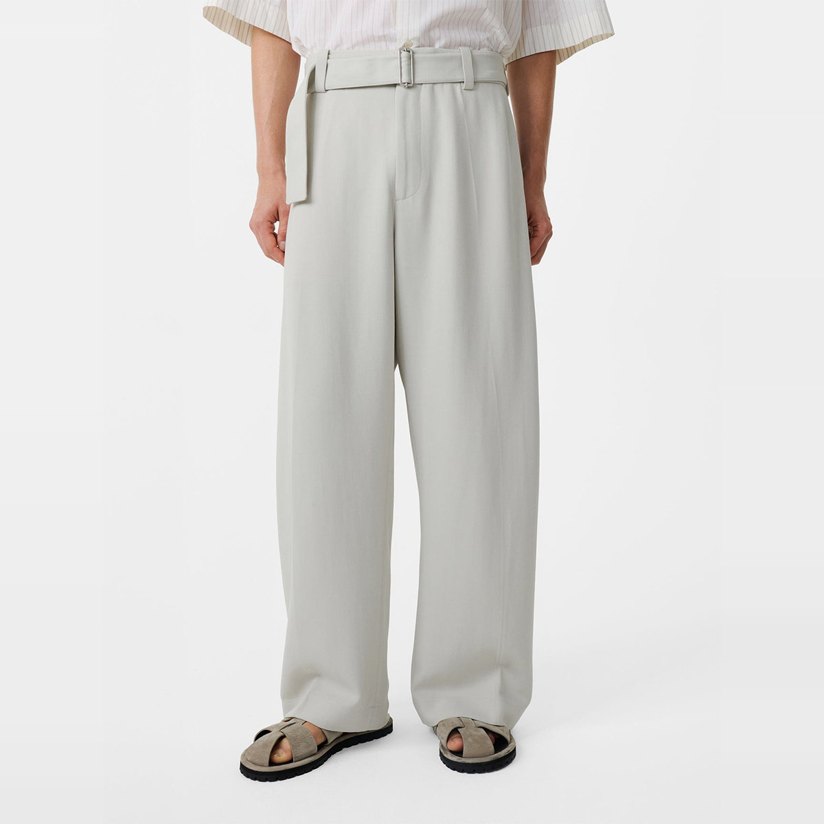 英国Studio Nicholson Vital蓬松俐落线条羊毛混纺休闲长裤冰白,男装,休闲裤,淘宝优惠券,粉丝福利购,淘宝优惠卷