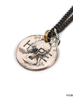 日本AMP JAPAN 25美分硬币HOPE水钻手工吊坠项链日本制11AD-214