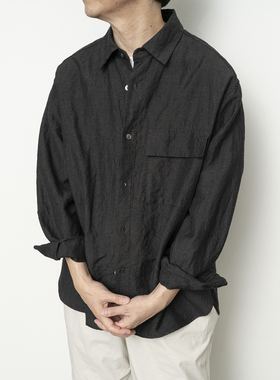 日本Still By Hand羊毛麻混纺常规领长袖衬SH03254