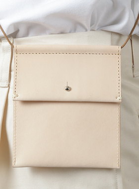 日本Still By Hand牛皮蜡绳耳机盒手机钞票信用卡小方包原皮色